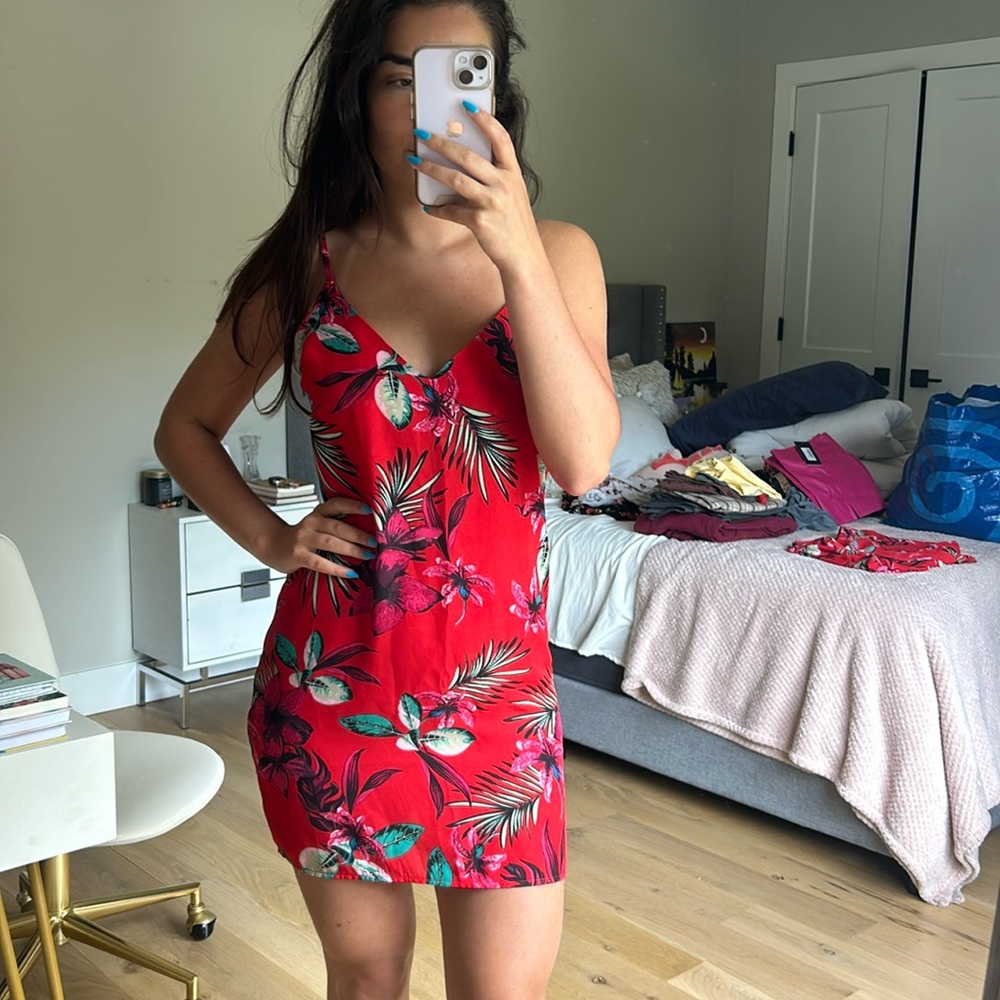 Missguided red floral summer dress